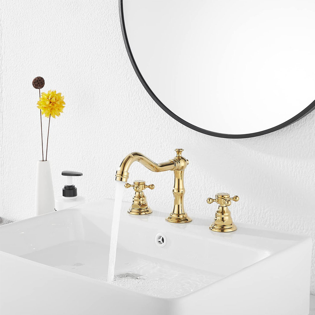 Widespread Bathroom Faucet with Drain Assembly